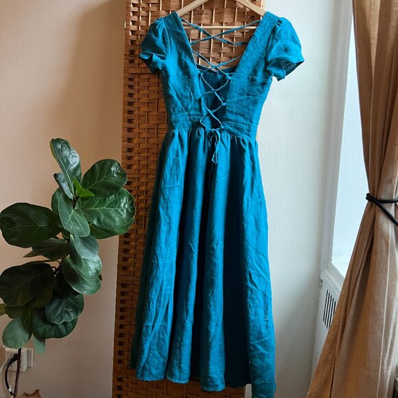 NWT Gaâla Gaala Paris Estelle Dress (Bright Turquoise / teal) - Picture 2 of 5